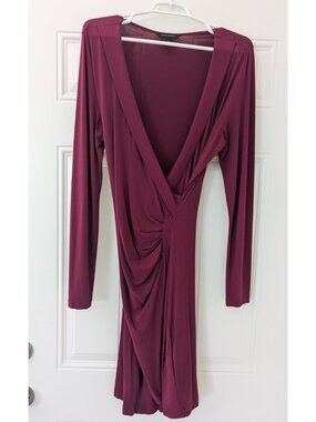 Banana Republic Wine Faux Wrap Dress Small Long Sleeve